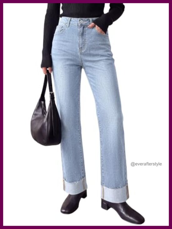 Denim - Wide Leg Baggy Denim Jeans High Rise Y2K Stretchy Pants